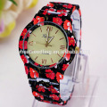 2015 latest design heavy alloy band geneva flower watch woman geneva